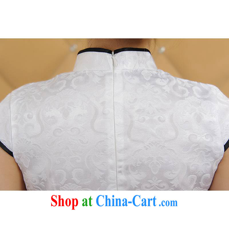 ADDIS ABABA, Ms Elsie Leung's summer 2015 new, sophisticated embroidery retro short-sleeved dresses qipao 4 4 color Q 02,206 White - Black Edge XXL, Addis Ababa poetry D (BesoVand), and, on-line shopping