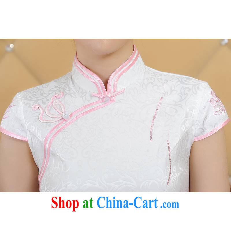 ADDIS ABABA, Ms Elsie Leung's new summer, silk dyeing and printing embroidery retro short-sleeved dresses qipao 9 color optional Q 12,006 white XXL, Addis Ababa poetry D (BesoVand), and, on-line shopping