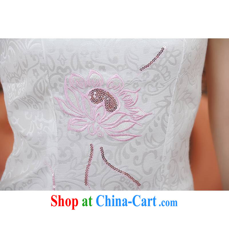 ADDIS ABABA, Ms Elsie Leung's new summer, silk dyeing and printing embroidery retro short-sleeved dresses qipao 9 color optional Q 12,006 white XXL, Addis Ababa poetry D (BesoVand), and, on-line shopping