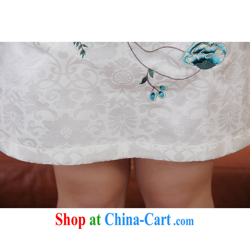 ADDIS ABABA, Ms Elsie Leung's summer 2014 new products, exquisite embroidery antique improved short-sleeved dresses qipao Q 15,008 blue XXL, poetry D (BesoVand), and on-line shopping