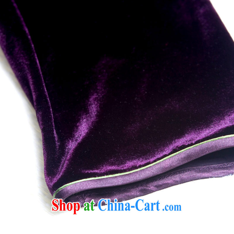 The proverbial hero once and for all, as soon as possible only in autumn cuff hand-painted high quality gold velour cheongsam retro autumn and winter 7 cuff purple 2 XL, fatally jealous once and for all, and, on-line shopping