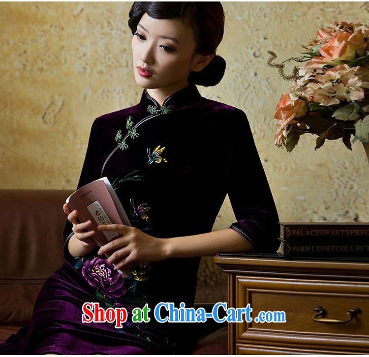 The proverbial hero once and for all, as soon as possible only in autumn cuff hand-painted high quality gold velour cheongsam retro autumn and winter 7 cuff purple 2 XL pictures, price, brand platters! Elections are good character, the national distribution, so why buy now enjoy more preferential! Health