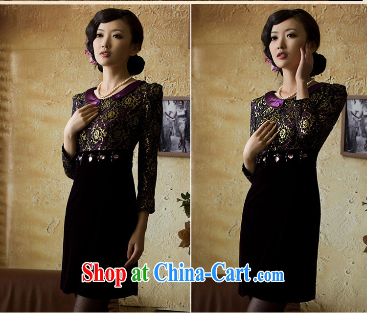 The proverbial hero once and for all Hong Kong as soon as possible depression improved Stylish retro long-sleeved gold velour cheongsam 2015 autumn new dresses, purple skirt 2 XL pictures, price, brand platters! Elections are good character, the national distribution, so why buy now enjoy more preferential! Health