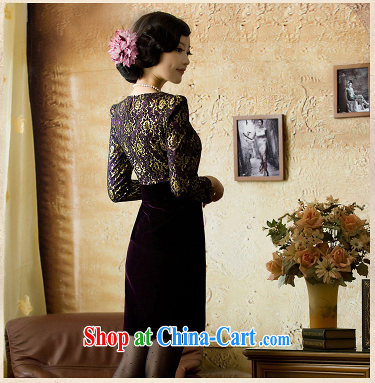The proverbial hero once and for all Hong Kong as soon as possible depression improved Stylish retro long-sleeved gold velour cheongsam 2015 autumn new dresses, purple skirt 2 XL pictures, price, brand platters! Elections are good character, the national distribution, so why buy now enjoy more preferential! Health