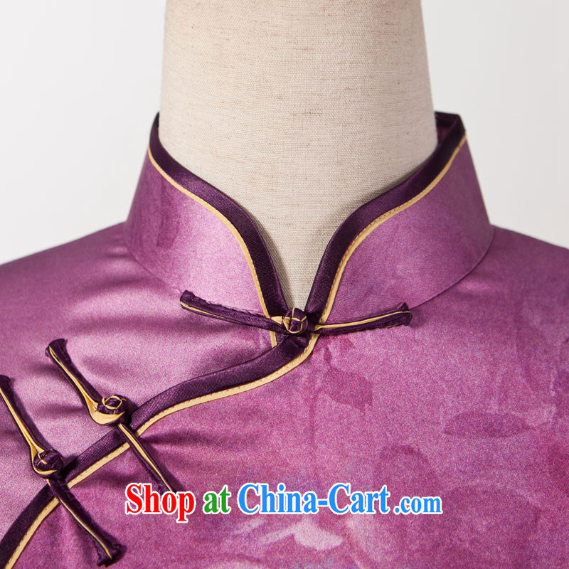 The proverbial hero once and for all as soon as possible its night heavy silk 2015 spring and summer with stylish and refined antique long-sleeved upscale Silk Cheongsam purple S, fatally jealous once and for all, and, on-line shopping