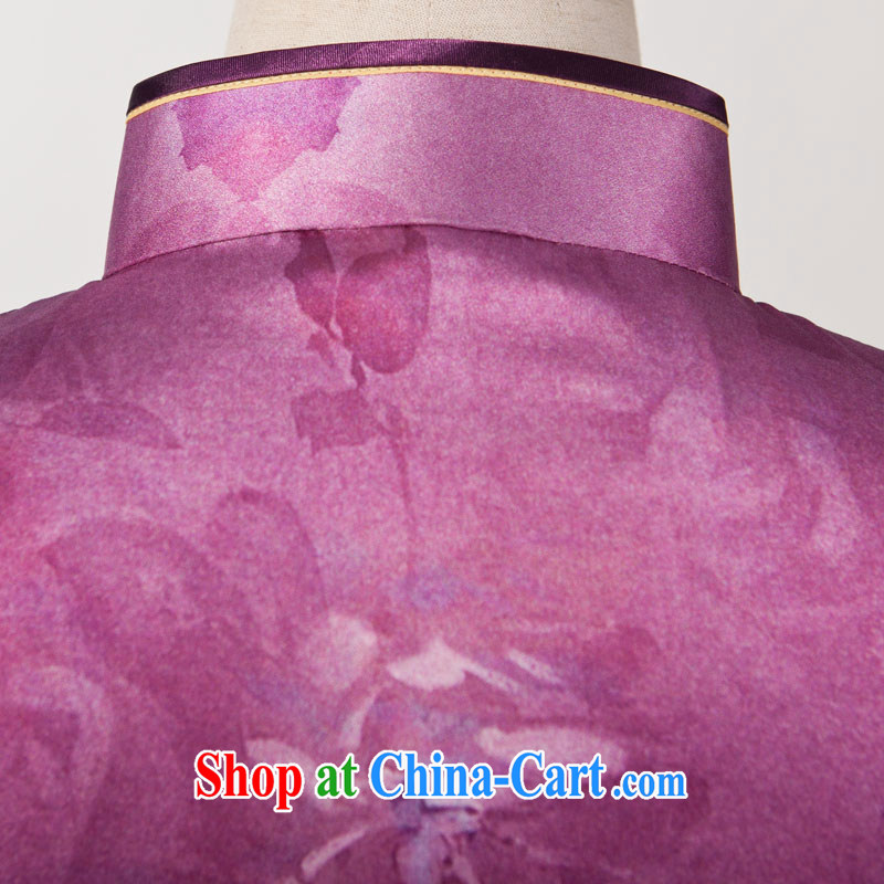 The proverbial hero once and for all as soon as possible its night heavy silk 2015 spring and summer with stylish and refined antique long-sleeved upscale Silk Cheongsam purple S, fatally jealous once and for all, and, on-line shopping