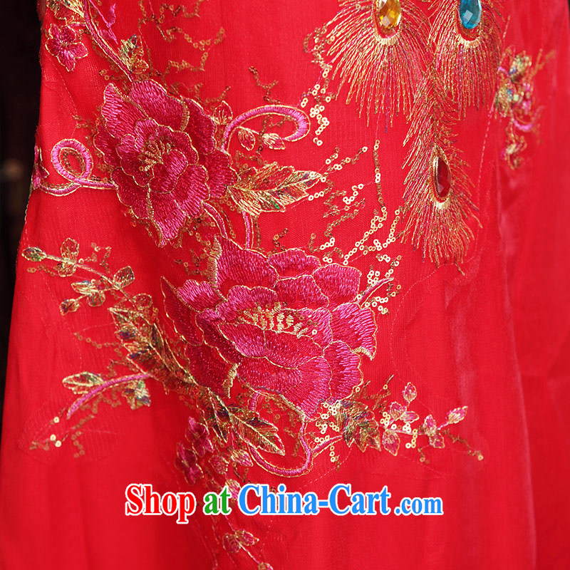 The bride's new marriage dresses retro long cheongsam red toast serving 253 L, the bride, shopping on the Internet