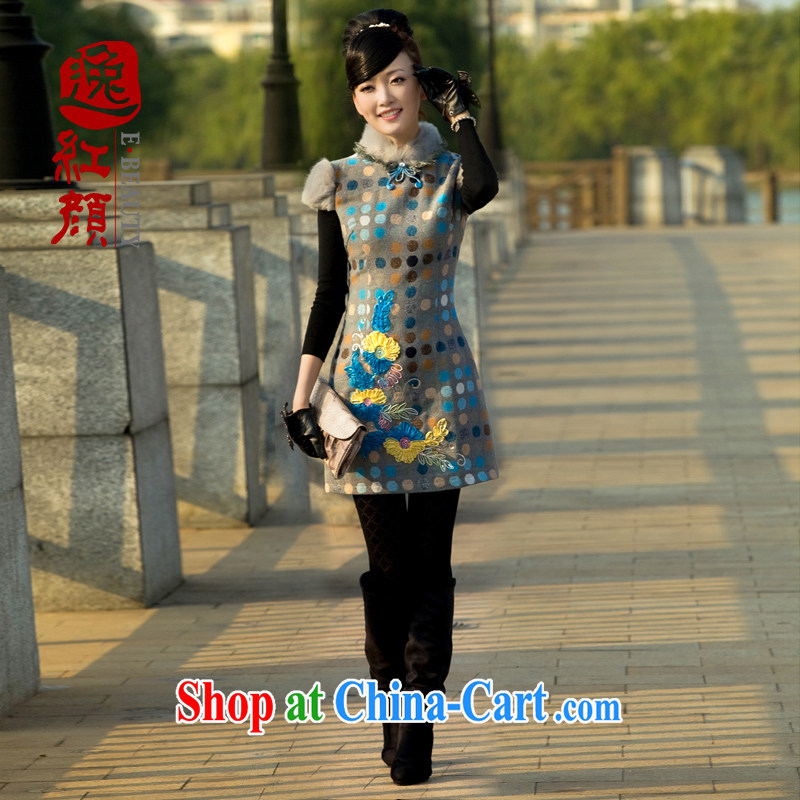 once and for all and fatally jealous Qinyang original qipao winter new rabbit hair for hair is short, new and improved, Retro cheongsam dress suit autumn M, fatally jealous once and for all, and, on-line shopping