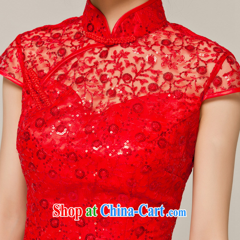 Paul and love Ms Audrey EU Yuet-mee, RobinIvy) bride Chinese improved cheongsam dress dresses 2015 summer uniform toast dress autumn and winter Q 12,047 red XL, Paul love, Ms Audrey EU, and shopping on the Internet