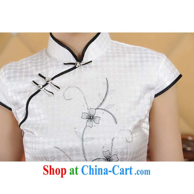 ADDIS ABABA, Ms Elsie Leung at the 2014 spring and summer new compact embroidery girls classic and elegant short-sleeved dresses cheongsam white XXL, poetry D (BesoVand), and, on-line shopping