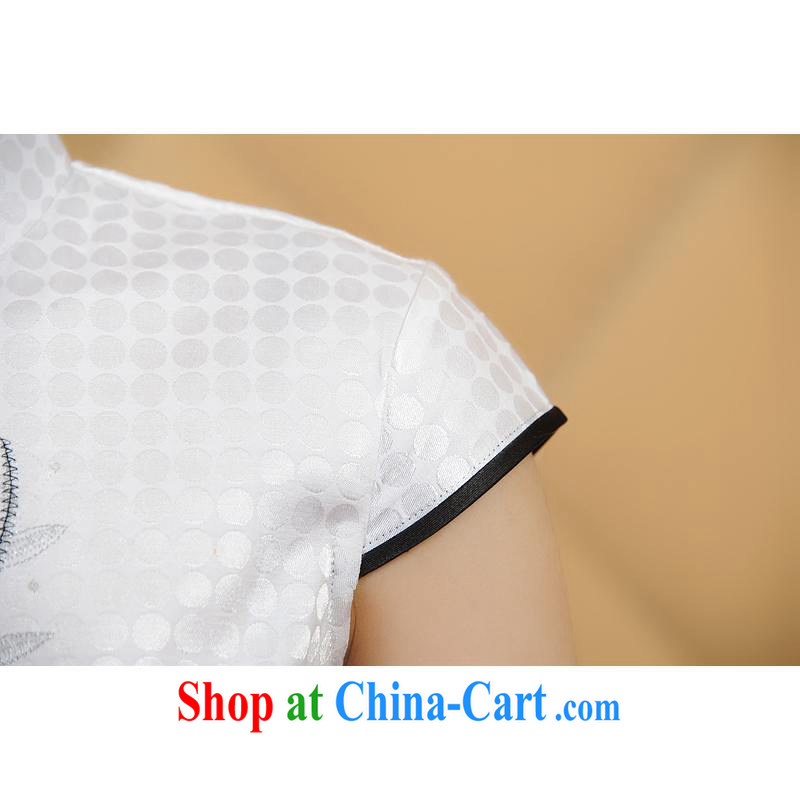 ADDIS ABABA, Ms Elsie Leung at the 2014 spring and summer new compact embroidery girls classic and elegant short-sleeved dresses cheongsam white XXL, poetry D (BesoVand), and, on-line shopping