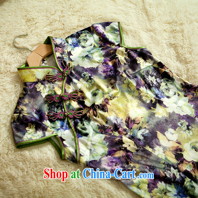 The proverbial hero once and for all as soon as possible take Mirage summer new stylish retro improved short cheongsam floral XL, fatally jealous once and for all, and shopping on the Internet