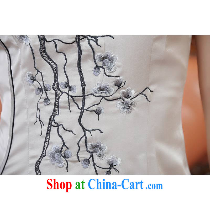 ADDIS ABABA, Ms Elsie Leung at the 2015 spring and summer new compact embroidery, summer classic retro style short-sleeved dresses qipao Q 12,260 gray XXL, Addis Ababa poetry D (BesoVand), online shopping