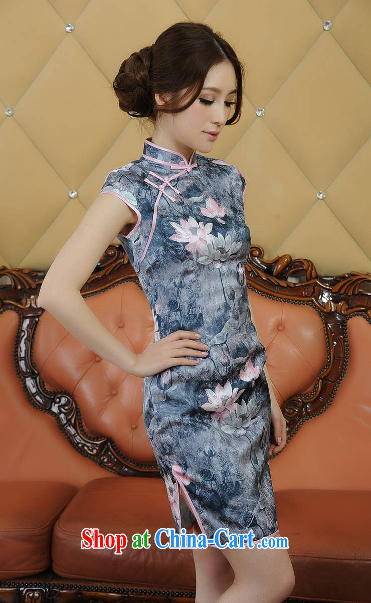 contemporary poetry's summer 2104 new environmental dyeing, Retro classic short-sleeved dresses qipao Q 20,086 gray XXL pictures, price, brand platters! Elections are good character, the national distribution, so why buy now enjoy more preferential! Health