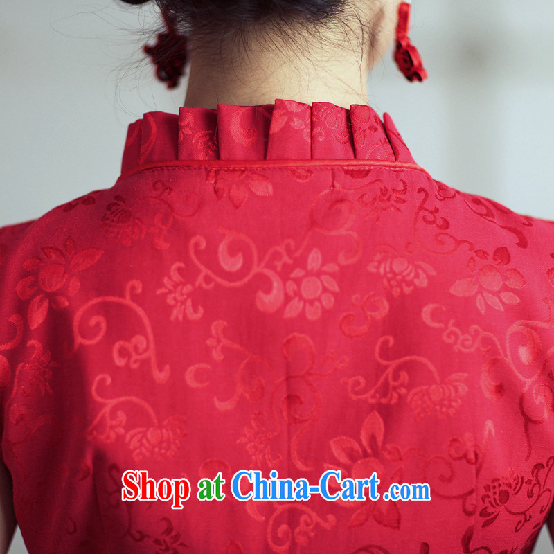 Bird lovers of spring 2015 new, improved short-sleeved qipao dress elegant wedding dress bridal toast serving red QD 189 red XXL, Butterfly Lovers, shopping on the Internet