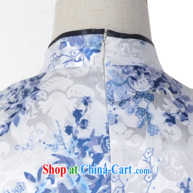 Bird lovers of blue and white porcelain 2015 spring new cheongsam dress summer beauty stylish short-sleeved round-cut, qipao QD spent 024 cyan XXXL, Butterfly Lovers, shopping on the Internet