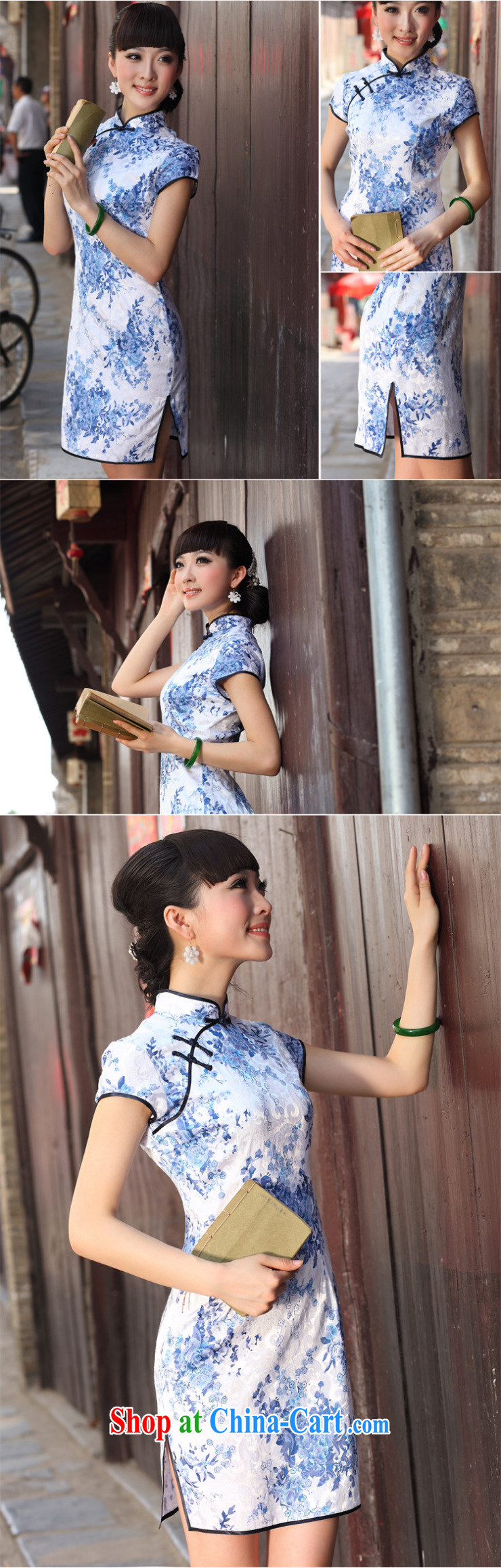Bird lovers of blue and white porcelain 2015 spring new cheongsam dress summer beauty stylish short-sleeve round ends short cheongsam QD spent 024 cyan XXXL pictures, price, brand platters! Elections are good character, the national distribution, so why buy now enjoy more preferential! Health
