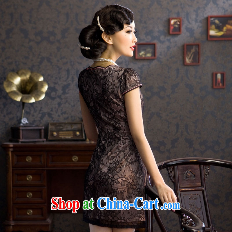 The proverbial hero once and for all as soon as possible would be summer 2014 new summer lace cheongsam dress improved Stylish retro cheongsam dress black 2 XL, fatally jealous once and for all, on-line shopping