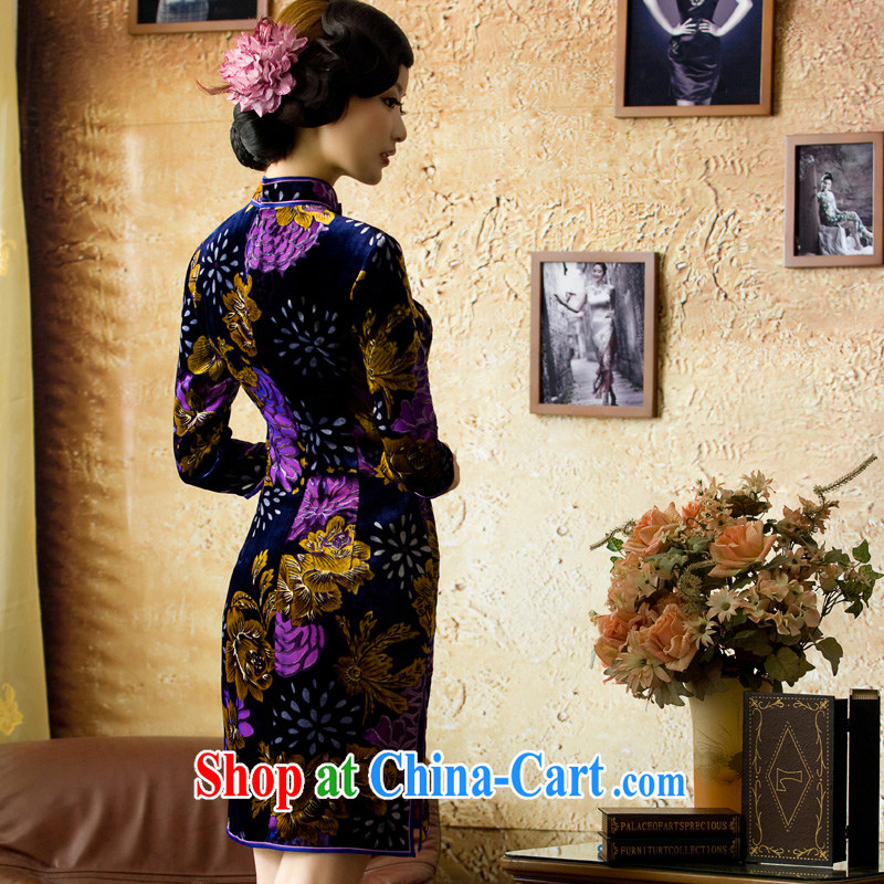The proverbial hero once and for all -- Aloeswood upscale Silk Velvet cheongsam retro improved stylish silk dresses, long-sleeved red L, fatally jealous once and for all, and, on-line shopping