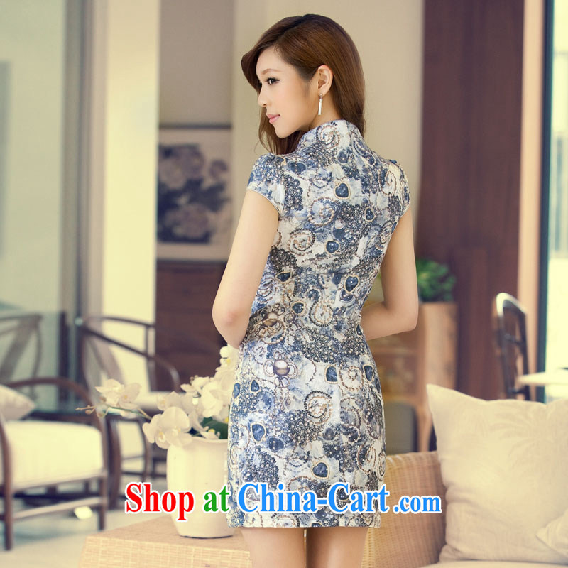 The proverbial hero once and for all as soon as possible * 2015 summer dress new stylish beauty retro short daily outfit skirt 2D 033 blue floral S, fatally jealous once and for all, and, on-line shopping