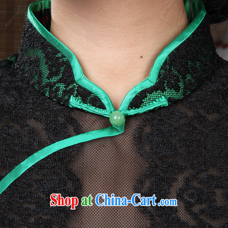 Huan Zhu Ge Ge autumn and mount a new stylish cultivating small Hong Kong shoulder lace short cheongsam improved green 3 XL, giggling, shopping on the Internet