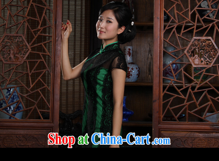 Autumn Princess new stylish beauty small incense shoulder lace short cheongsam improved green 3 XL pictures, price, brand platters! Elections are good character, the national distribution, so why buy now enjoy more preferential! Health