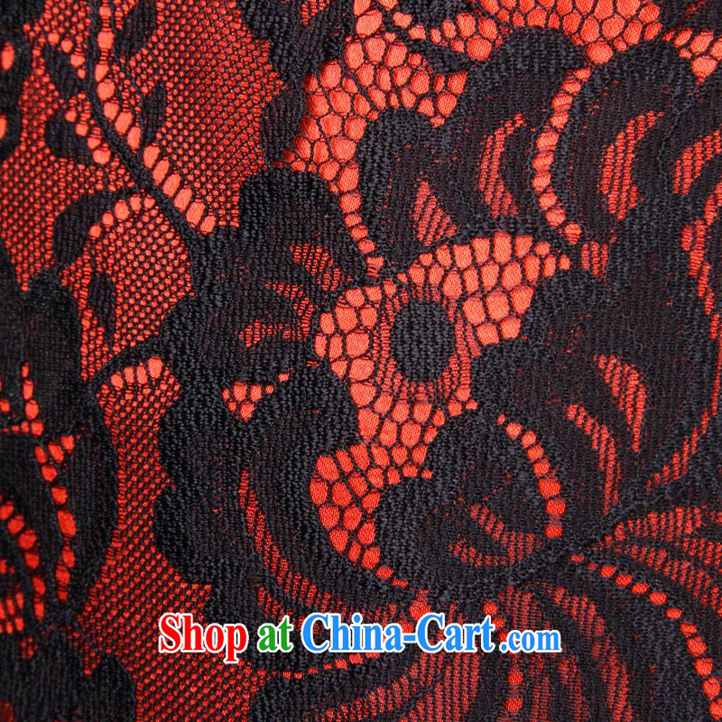 Huan Zhu Ge Ge small Hong Kong shoulder lace short cheongsam black 3 XL, giggling, shopping on the Internet