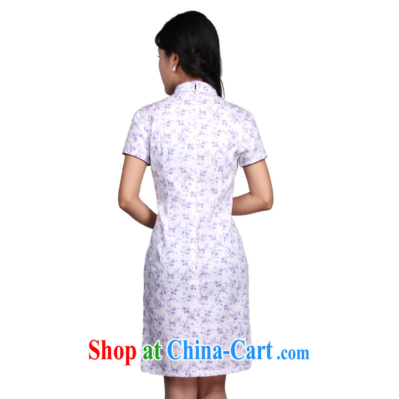 Huan Zhu Ge Ge cotton stamp Ya Xiu short cheongsam purple 3XL, giggling, shopping on the Internet