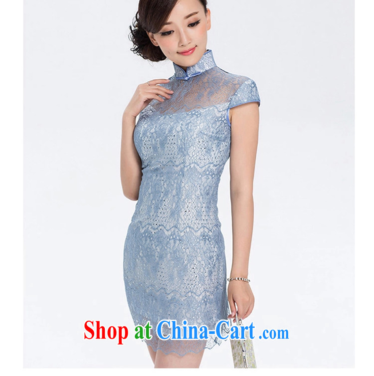 The proverbial hero once and for all -- Panelists requested improved Stylish retro lace dresses 2015 new improved cheongsam dress summer blue 2 XL pictures, price, brand platters! Elections are good character, the national distribution, so why buy now enjoy more preferential! Health