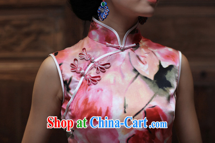 Bird lovers of good quality 100% silk improved facade Lotus stylish daily short sleeveless dresses QD 187 dark pink XXXL pictures, price, brand platters! Elections are good character, the national distribution, so why buy now enjoy more preferential! Health