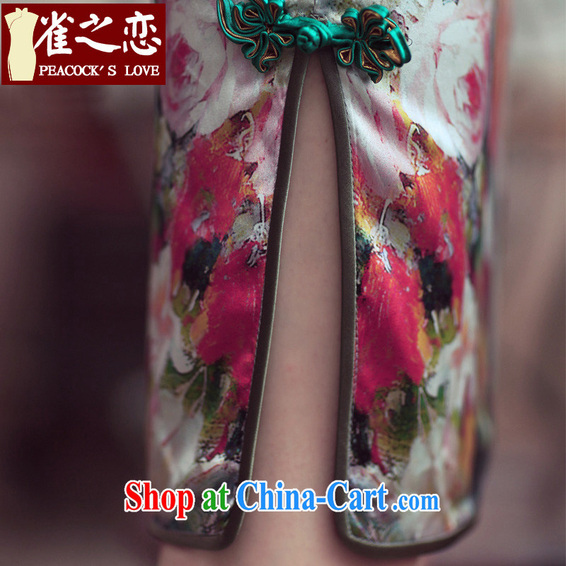 Bird lovers of floral impression 2015 spring new cheongsam dress retro fashion improved cheongsam dress floral impression XXXL - Native touches, such as land, shopping on the Internet