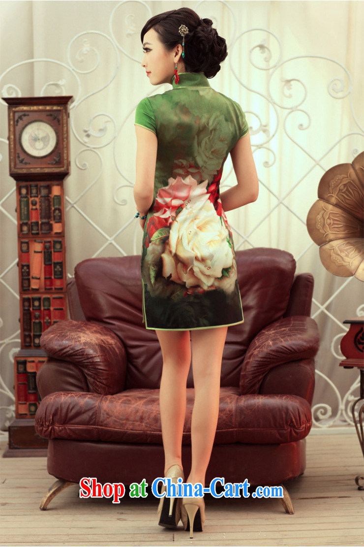 One of birds, Orioles 2015 spring new improved stylish short-sleeve cheongsam dress high-end Silk Cheongsam QD 247 green XXL pictures, price, brand platters! Elections are good character, the national distribution, so why buy now enjoy more preferential! Health
