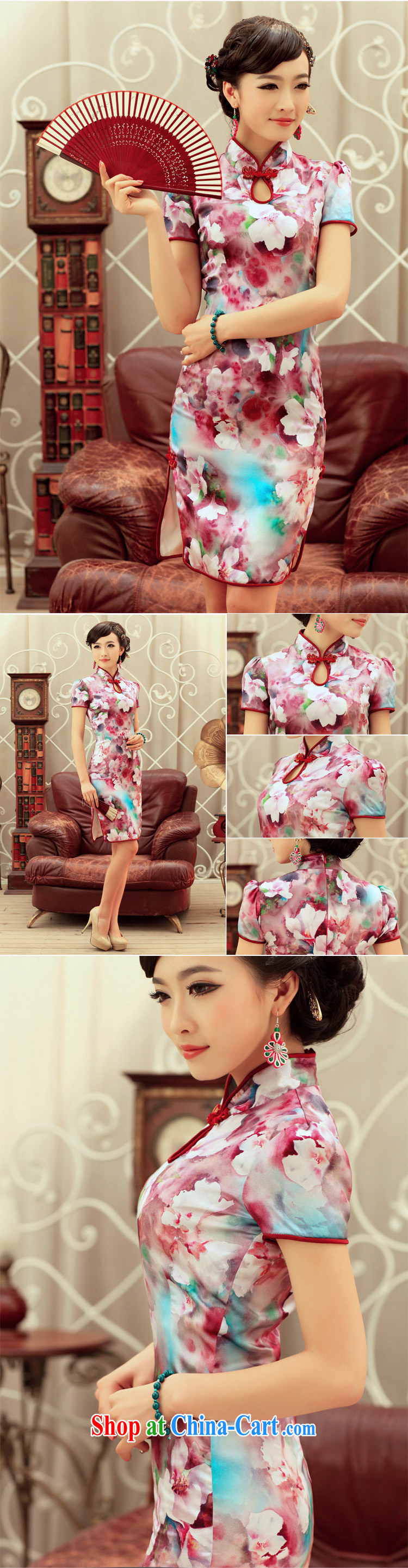 Birds love dreams, Peach Blossom Spring 2015 spring new bubble cuff improved stylish Silk Cheongsam QD 240 fancy XL pictures, price, brand platters! Elections are good character, the national distribution, so why buy now enjoy more preferential! Health