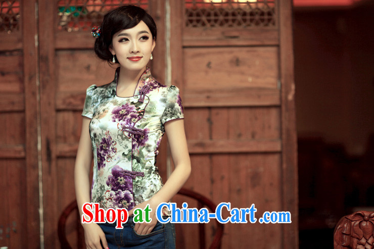 Birds love play breeze 2015 spring new short-sleeved silk flowers spray short cheongsam shirt QD 317 fancy XL pictures, price, brand platters! Elections are good character, the national distribution, so why buy now enjoy more preferential! Health