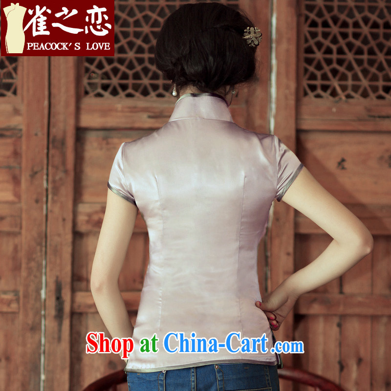 Bird lovers of philosophy and 2015 spring New Solid Color 100% silk short cheongsam shirt QD 316 figure L, birds love, and shopping on the Internet