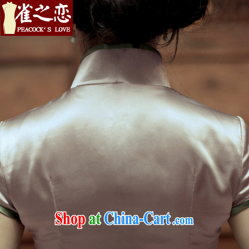 Bird lovers of philosophy and 2015 spring New Solid Color 100% silk short cheongsam shirt QD 316 figure L, birds love, and shopping on the Internet
