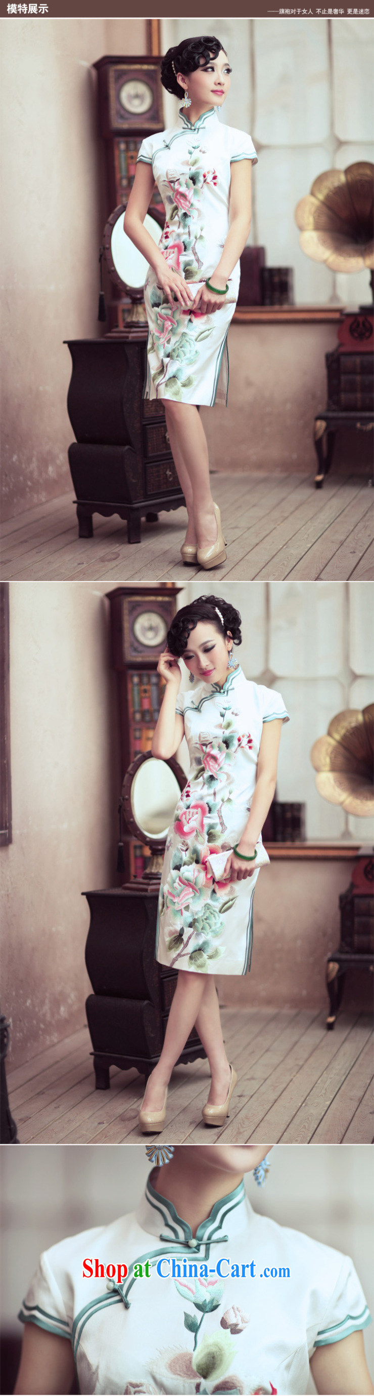 Bird lovers of spreading branches of germ 100% heavy silk retro dresses embroidery short cheongsam dress QD 195 White - pre-sale 7 days M pictures, price, brand platters! Elections are good character, the national distribution, so why buy now enjoy more preferential! Health