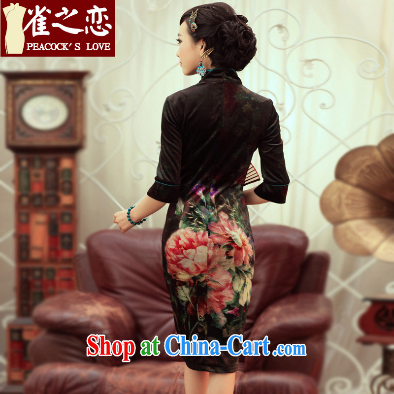 Birds of the spring 2015 new stylish and improved standard gold velour cuff in elegant qipao QD 242 figure XL, birds love, shopping on the Internet