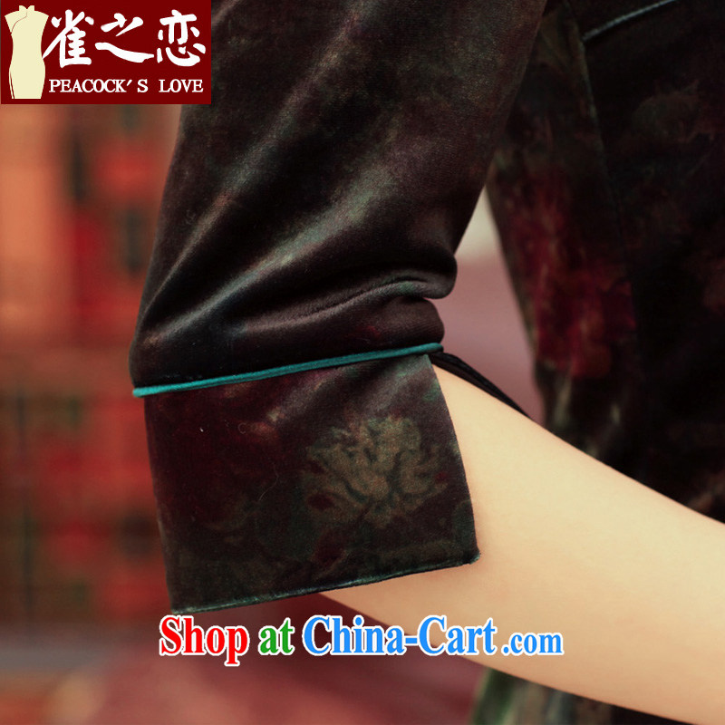 Birds of the spring 2015 new stylish and improved standard gold velour cuff in elegant qipao QD 242 figure XL, birds love, shopping on the Internet