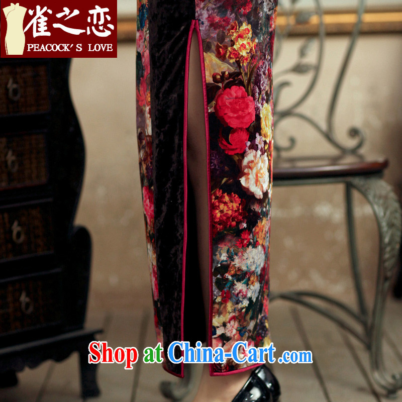 Bird lovers of flowers new makeup spring 2015, new retro improved stylish long velvet dress qipao QC 228 L suit, birds love, and shopping on the Internet