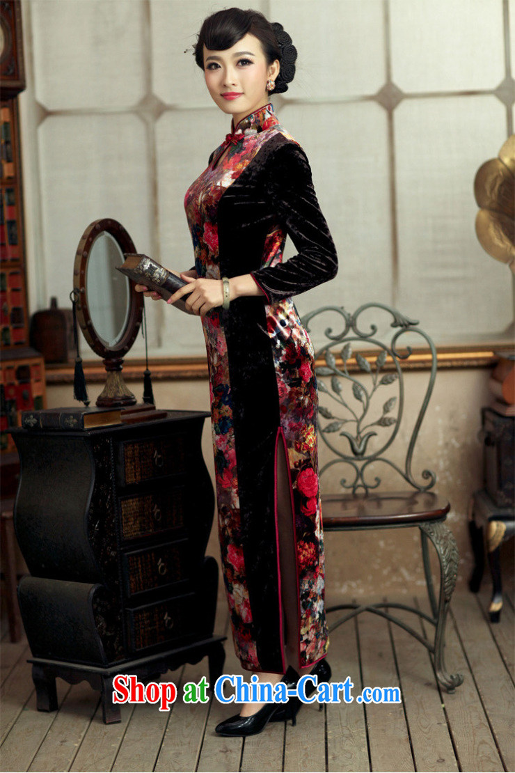 Bird lovers of flowers new makeup spring 2015, new, improved retro style long velvet cheongsam dress QC 228 fancy L pictures, price, brand platters! Elections are good character, the national distribution, so why buy now enjoy more preferential! Health