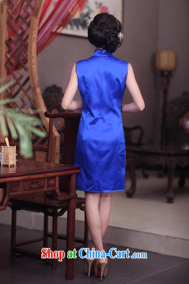 Bird lovers of Bin Laden embroidery 2015 spring new elegant hand embroidered heavy Silk Cheongsam QD 344 blue XL pictures, price, brand platters! Elections are good character, the national distribution, so why buy now enjoy more preferential! Health