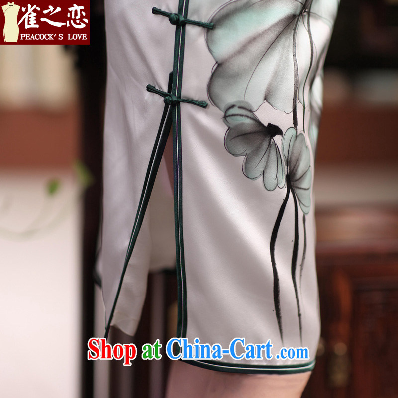 One of bird lovers who accompanied graces 2015 spring new hand-painted Lotus is a tight heavy Silk Cheongsam QD 355 figure L, birds of the land, and, shopping on the Internet