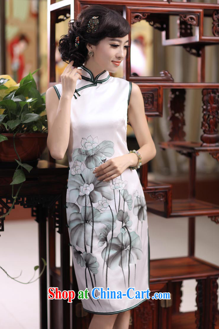 Birds love who accompanied graces 2015 spring new hand-painted Lotus is a tight heavy Silk Cheongsam QD 355 figure L pictures, price, brand platters! Elections are good character, the national distribution, so why buy now enjoy more preferential! Health