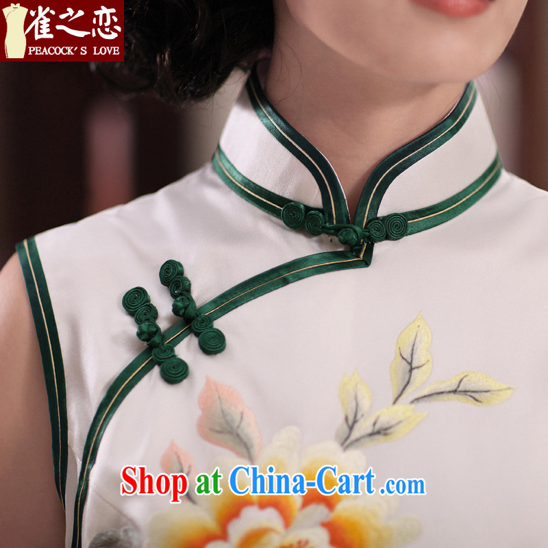 Bird lovers of red paint and 2015 spring new manual and embroidered heavy Silk Cheongsam QD 349 figure L, birds of the land, and, on-line shopping