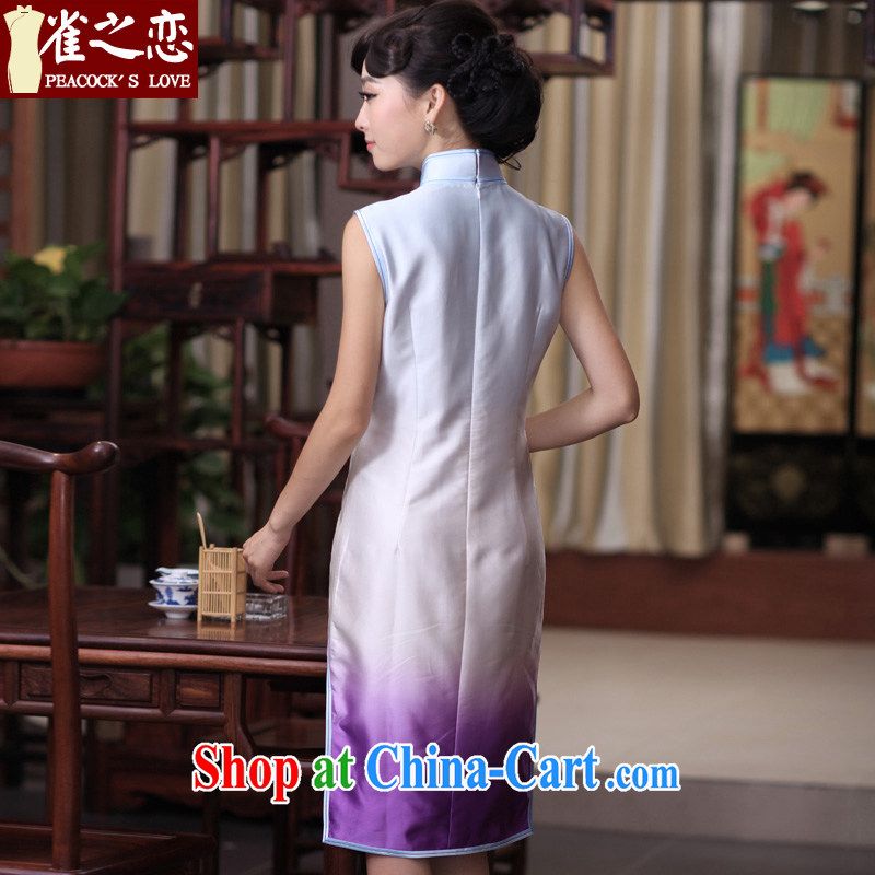 Bird lovers of Seongnam past 2015 spring new stylish and improved manual and embroidered heavy Silk Cheongsam QD 356 figure S, birds love, and shopping on the Internet
