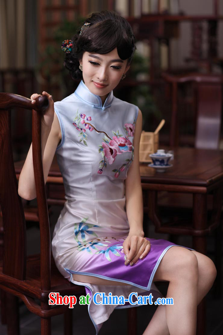 Bird lovers of Seongnam past 2015 spring new stylish and improved manually Push embroidered heavy Silk Cheongsam QD 356 figure S pictures, price, brand platters! Elections are good character, the national distribution, so why buy now enjoy more preferential! Health