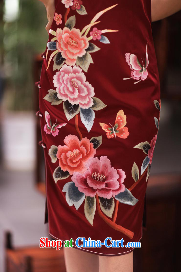 Birds of her love letter 2015 spring new classic style hand embroidery and heavy Silk Cheongsam QD 350 wine red L pictures, price, brand platters! Elections are good character, the national distribution, so why buy now enjoy more preferential! Health