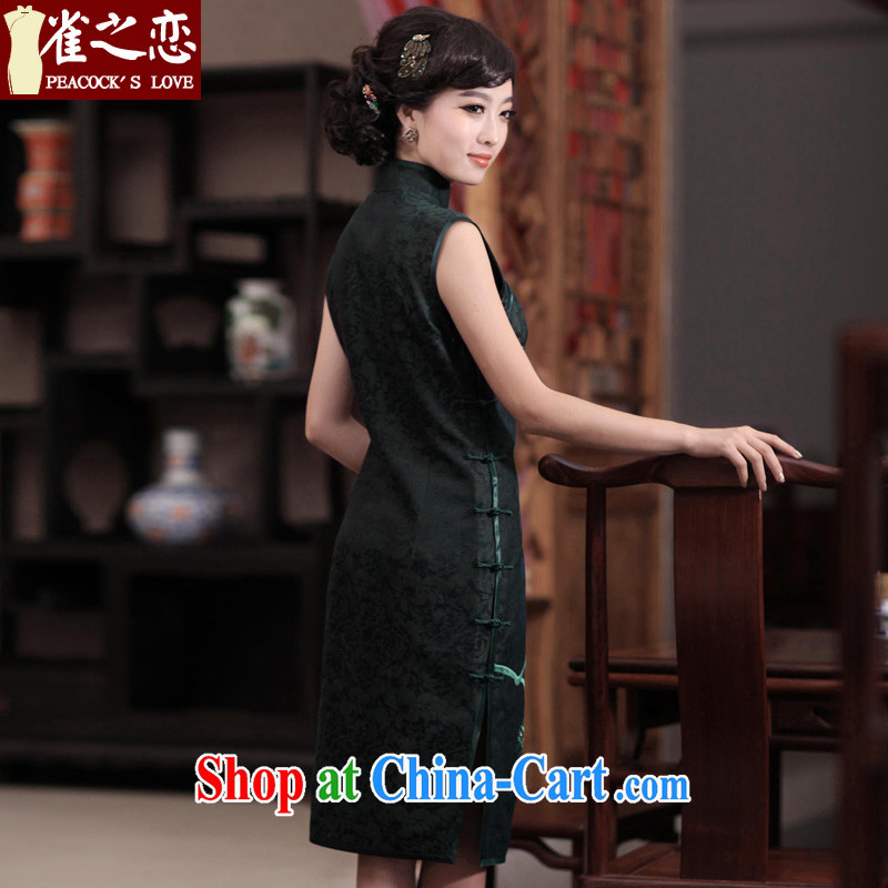 Birds of the land, and 2015 spring new sleeveless hand embroidery and heavy Silk Cheongsam QD 354 figure L, birds love, and shopping on the Internet