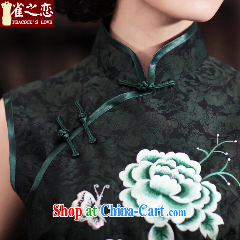 Birds of the land, and 2015 spring new sleeveless hand embroidery and heavy Silk Cheongsam QD 354 figure L, birds love, and shopping on the Internet